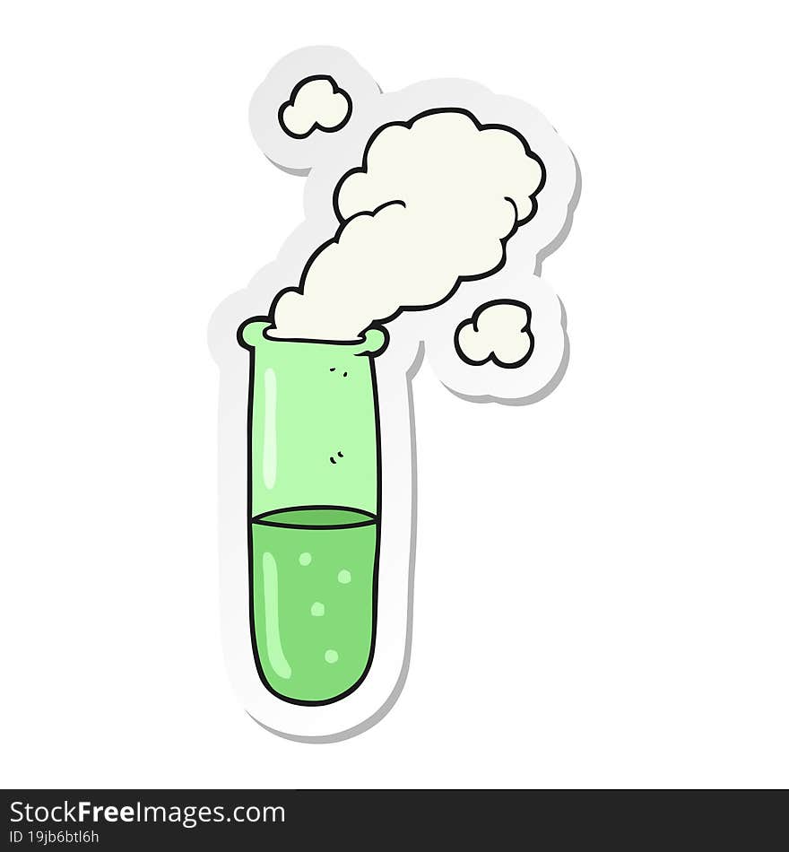 sticker of a cartoon science test tube