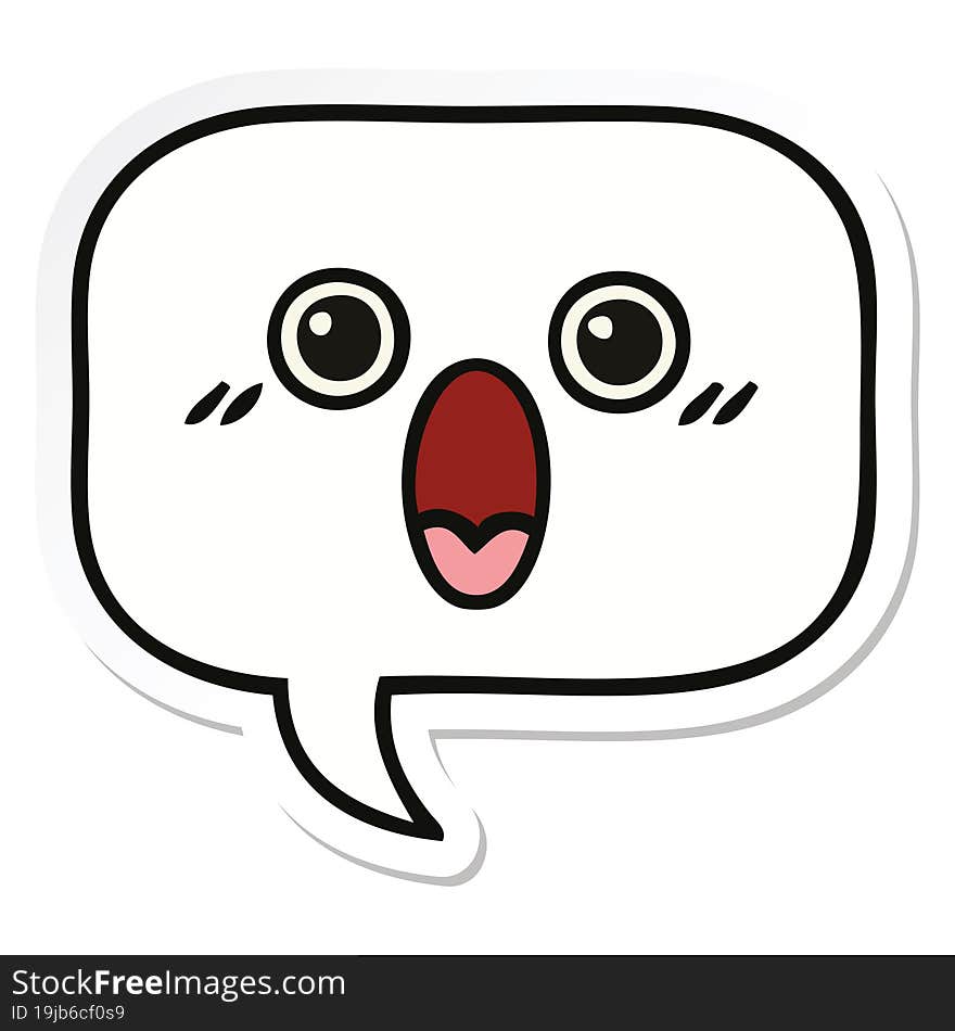 sticker of a cute cartoon speech bubble