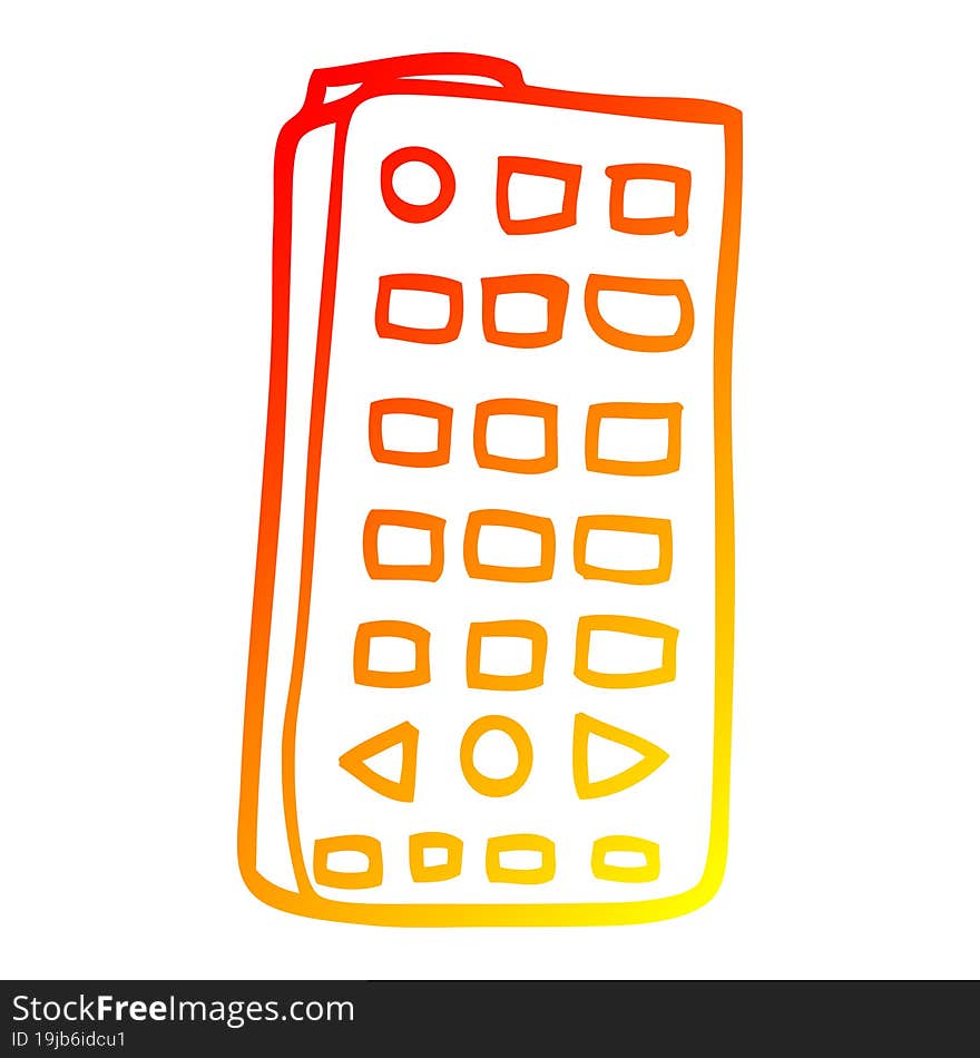warm gradient line drawing of a cartoon remote control