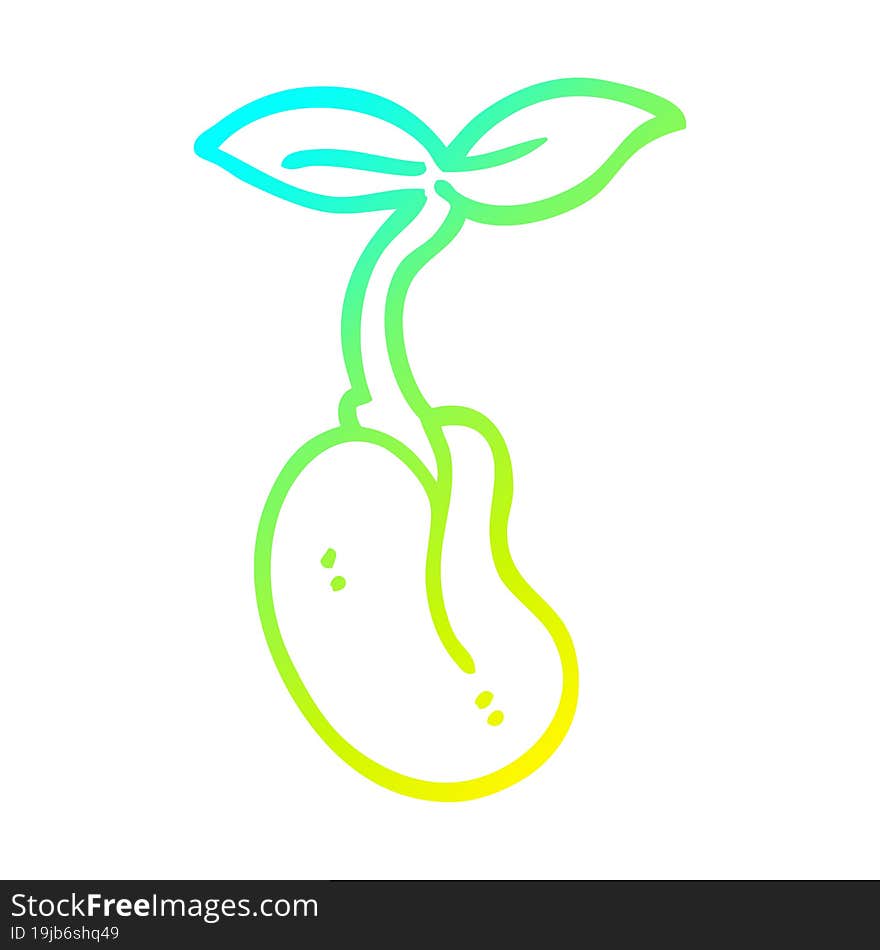 cold gradient line drawing of a cartoon seedling