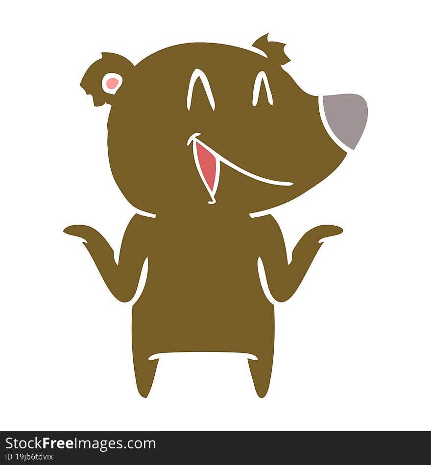 laughing bear flat color style cartoon