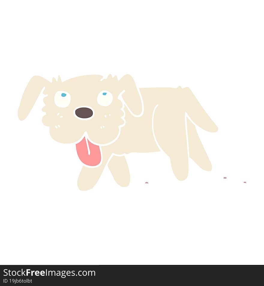 Flat Color Illustration Cartoon Happy Dog