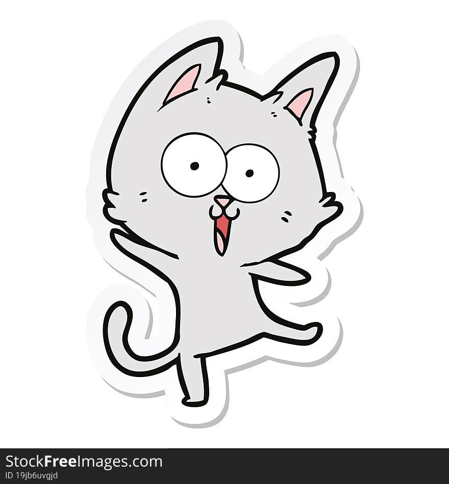 sticker of a funny cartoon cat