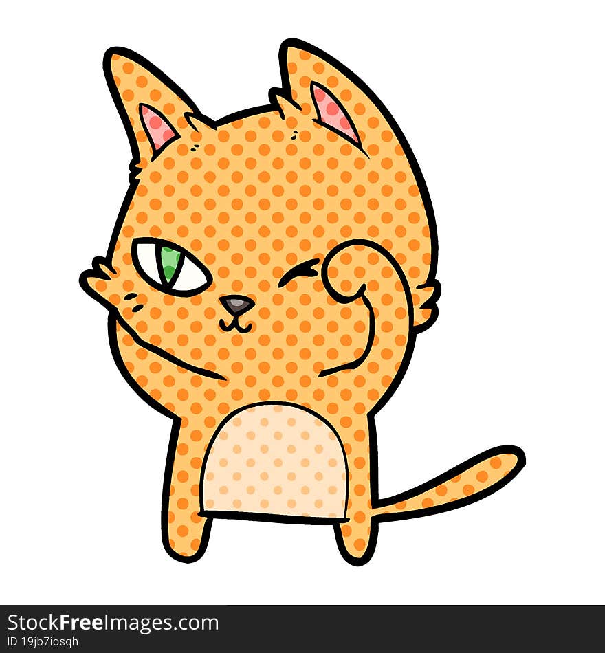 cartoon cat rubbing eye. cartoon cat rubbing eye