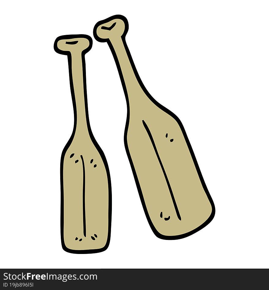 Hand Drawn Doodle Style Cartoon Pair Of Paddles