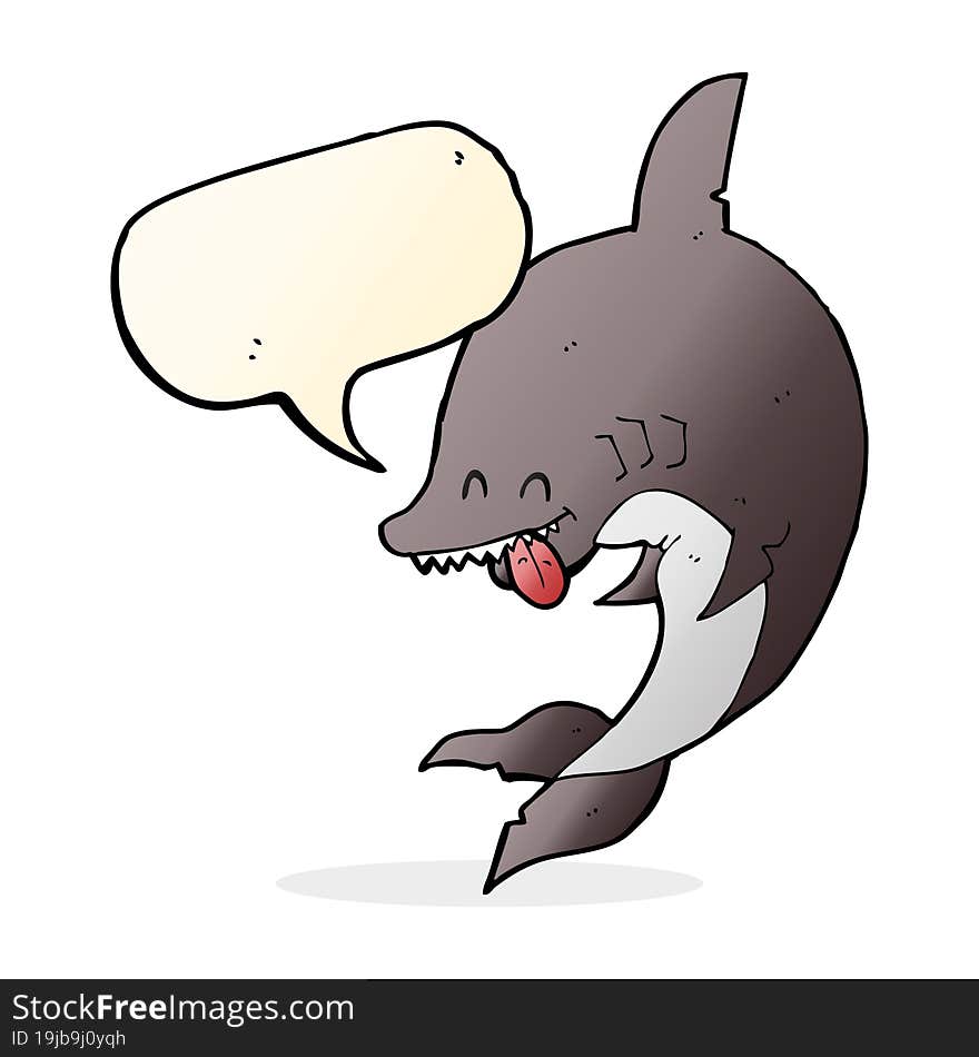 funny cartoon shark with speech bubble