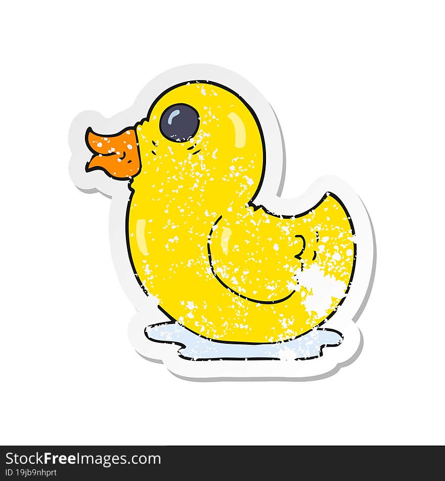 retro distressed sticker of a cartoon rubber duck