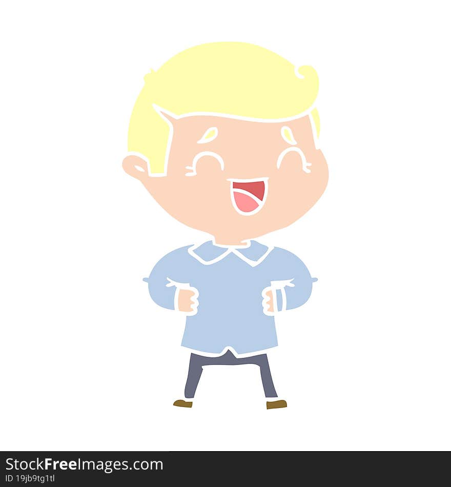 flat color style cartoon laughing man