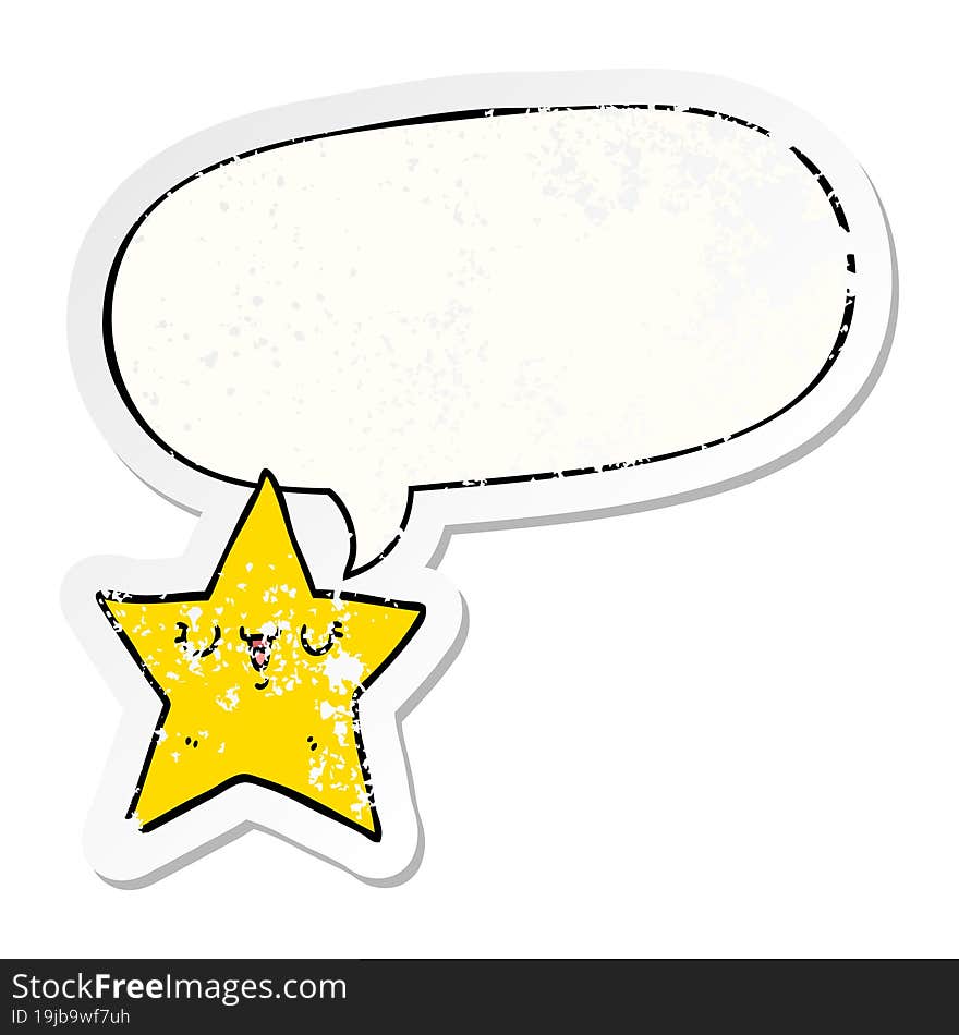 Cartoon Star And Speech Bubble Distressed Sticker