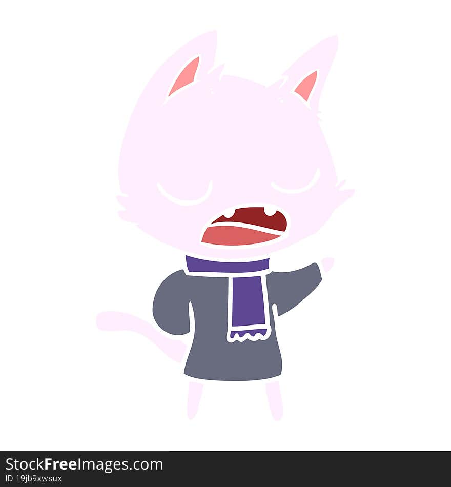 talking cat wearing winter clothes