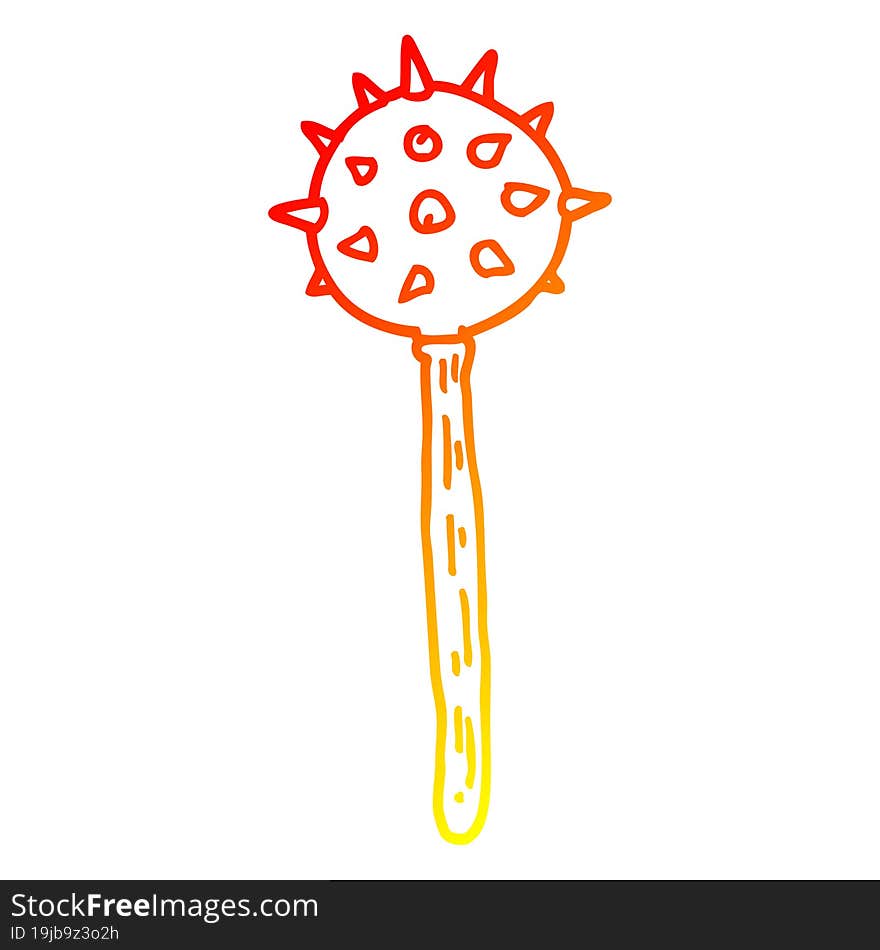 warm gradient line drawing cartoon medieval mace