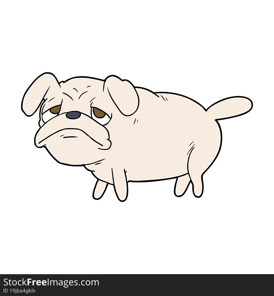 cartoon unhappy pug dog. cartoon unhappy pug dog