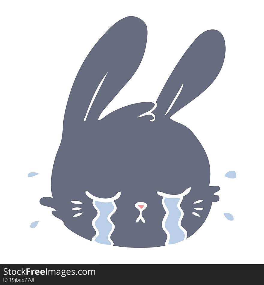 flat color style cartoon rabbit face crying