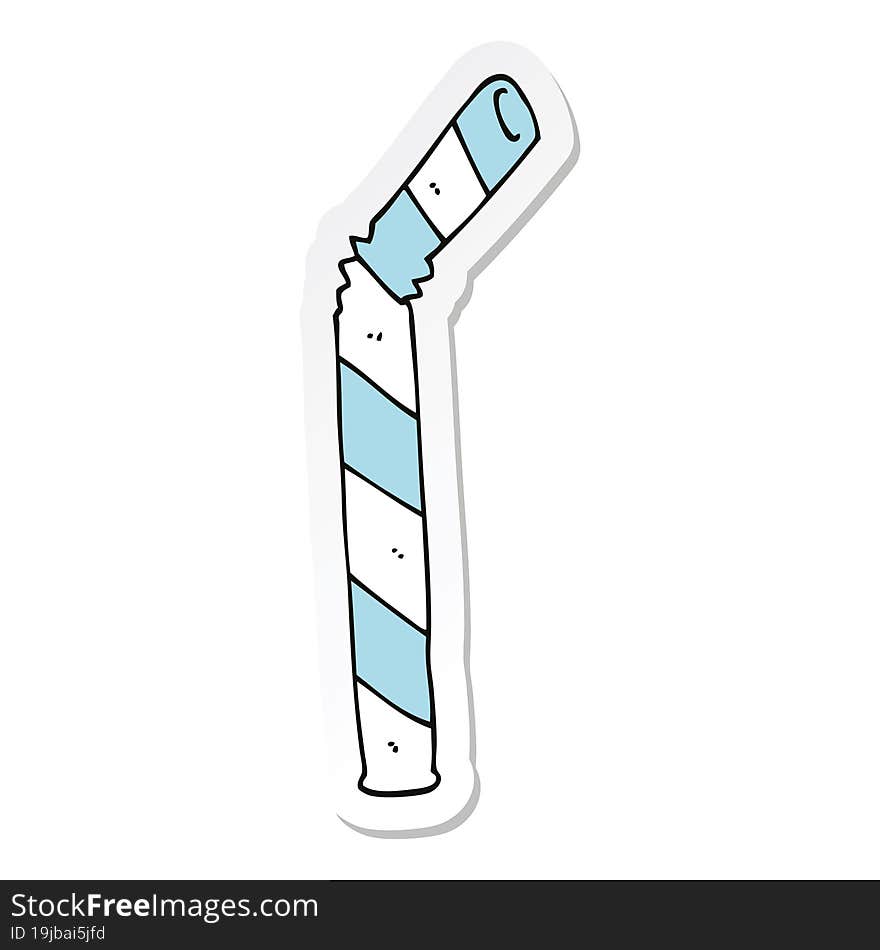 Sticker Of A Cartoon Straw