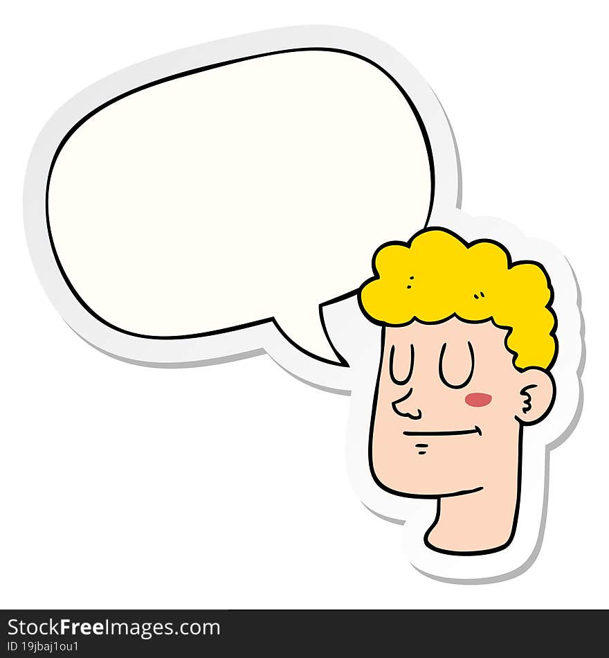 cartoon male face and speech bubble sticker