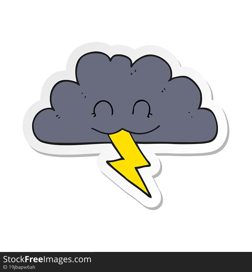 Sticker Of A Cartoon Storm Cloud