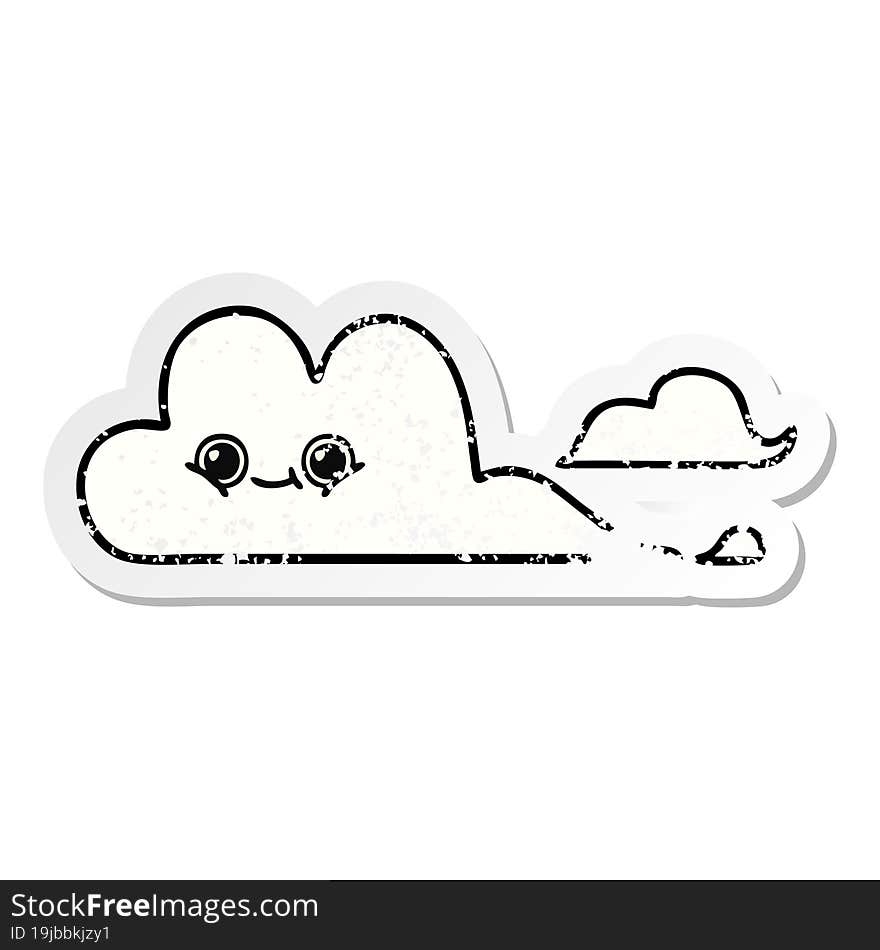 distressed sticker of a cute cartoon clouds