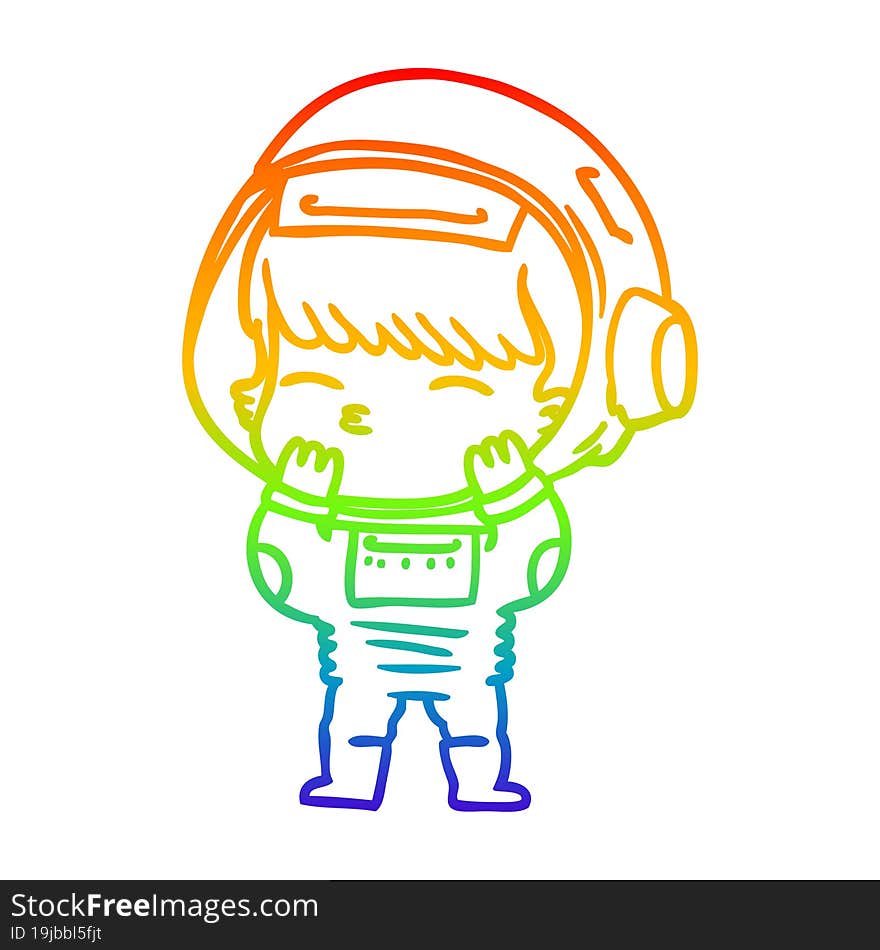 rainbow gradient line drawing cartoon curious astronaut