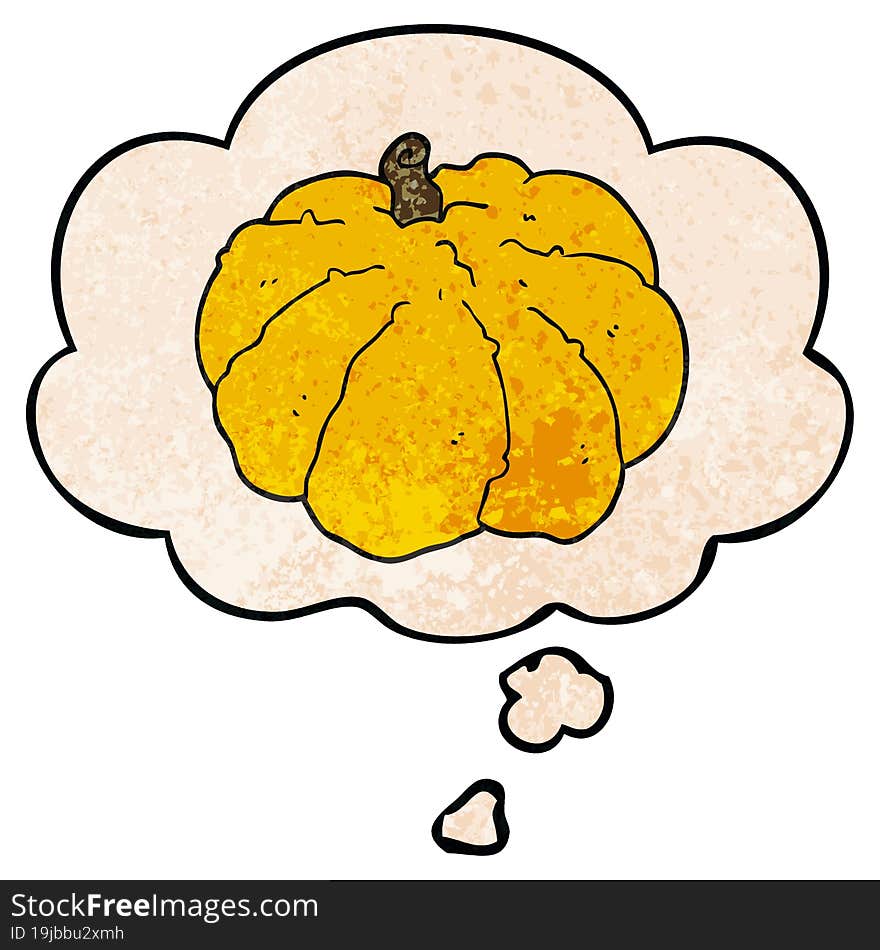 cartoon squash with thought bubble in grunge texture style. cartoon squash with thought bubble in grunge texture style