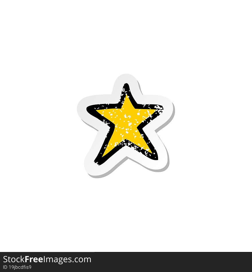 distressed sticker of a cartoon star symbol