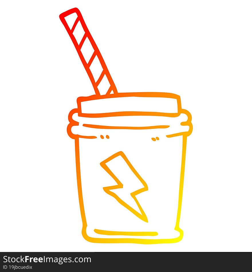 Warm Gradient Line Drawing Cartoon Take Out Drink