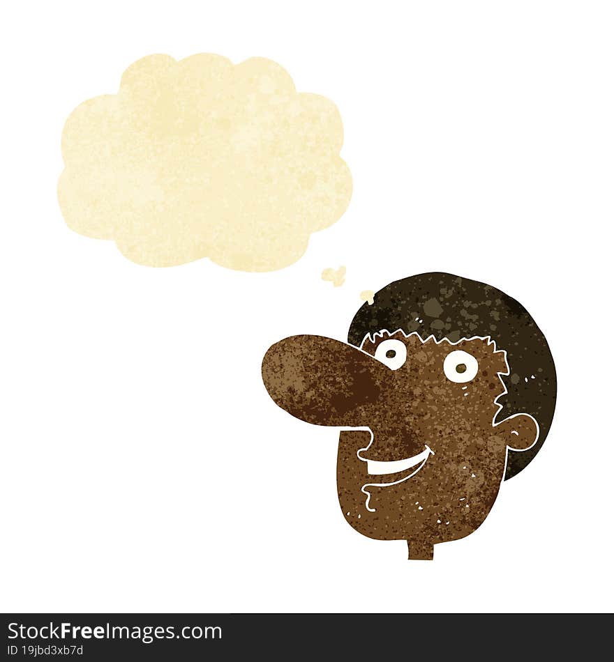 Cartoon Happy Male Face With Thought Bubble