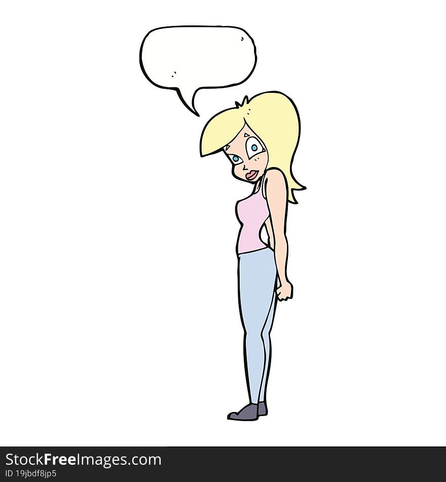 cartoon pretty woman  with speech bubble