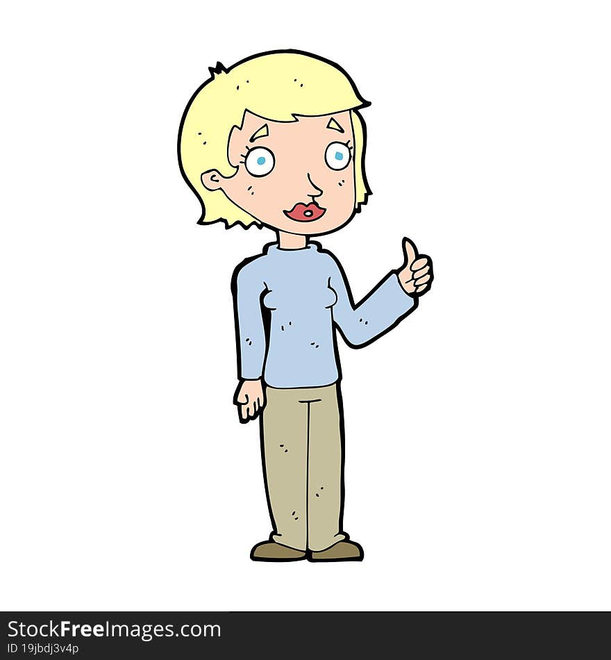 cartoon woman giving thumbs up symbol