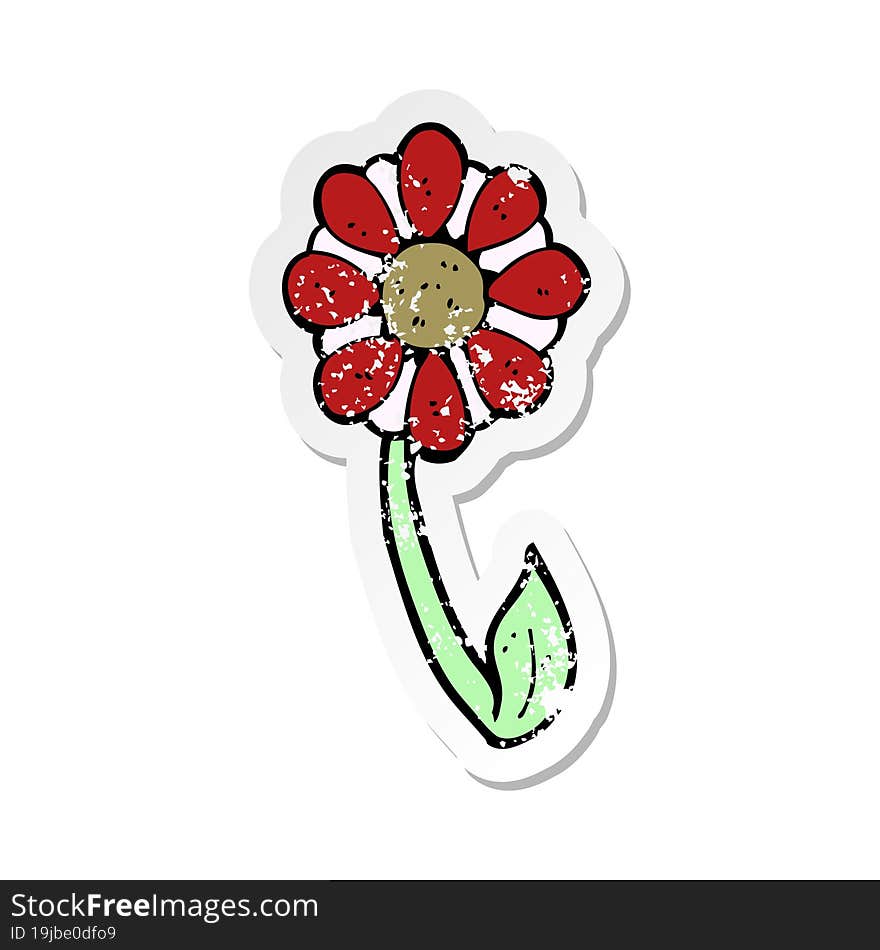 retro distressed sticker of a cartoon flower