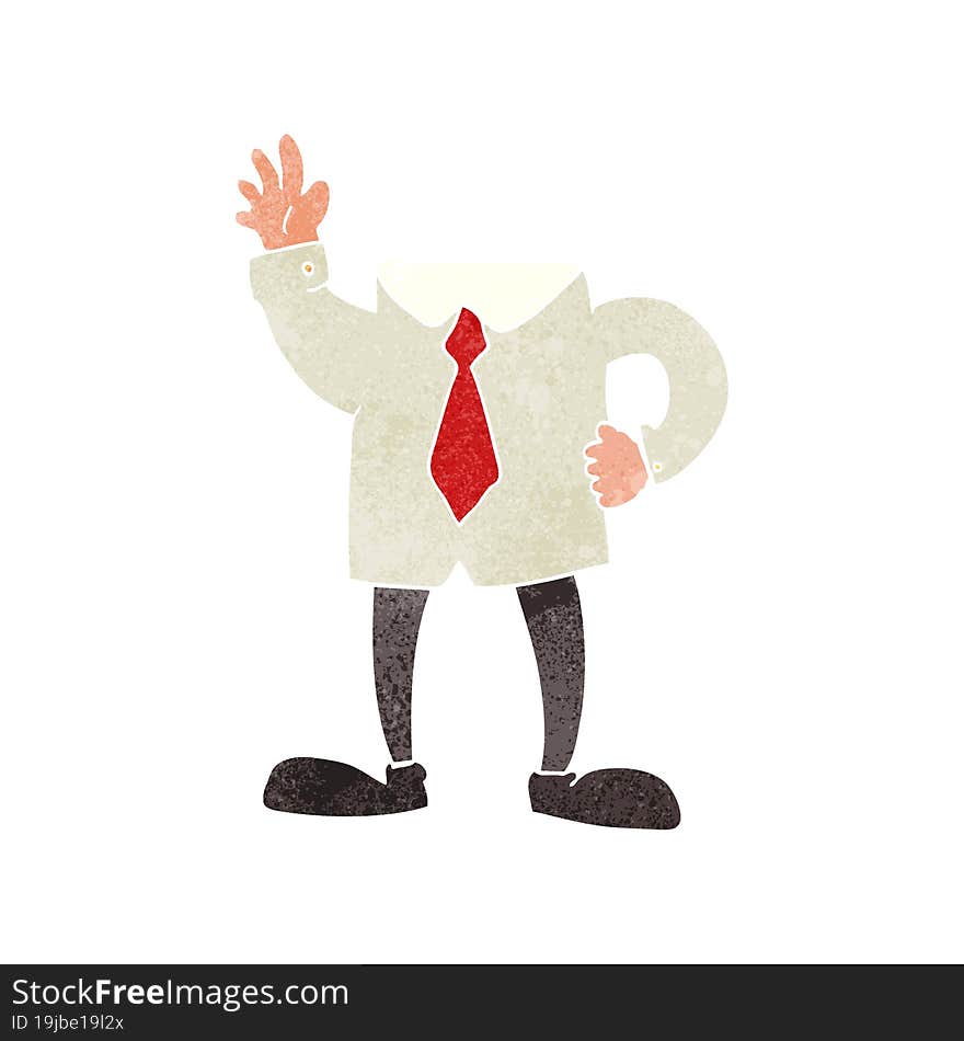 freehand retro cartoon headless businessman