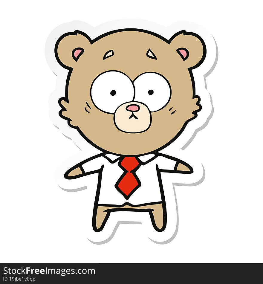 sticker of a surprised bear cartoon