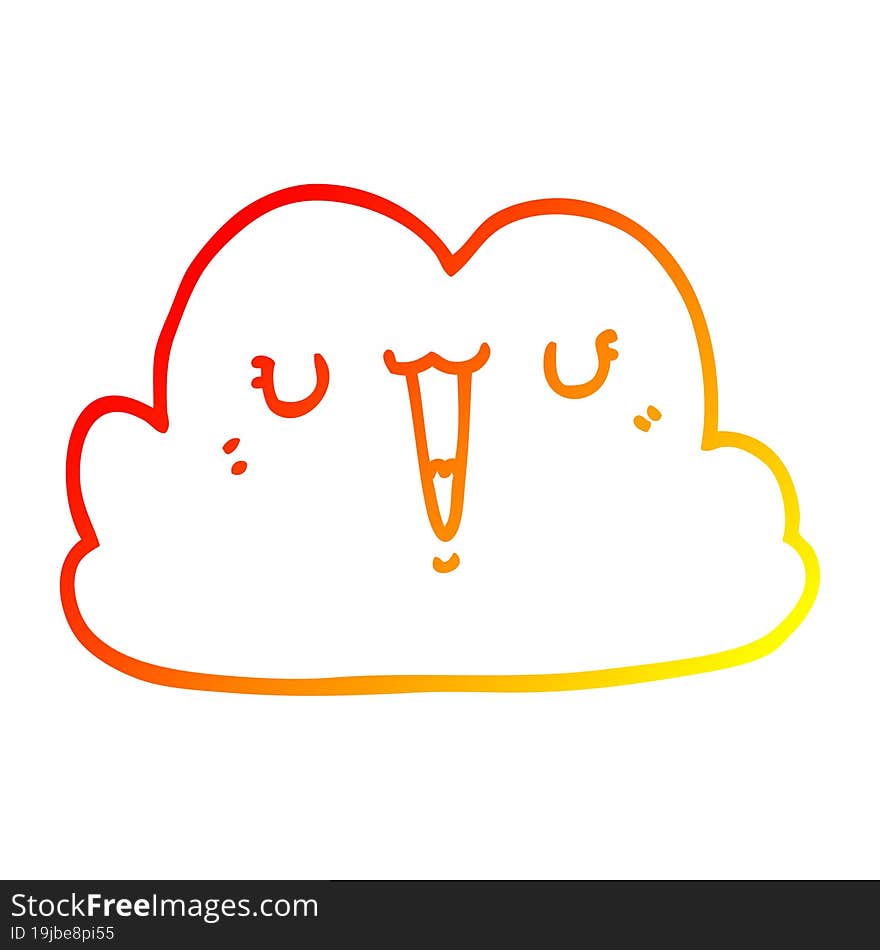 warm gradient line drawing cute cartoon cloud