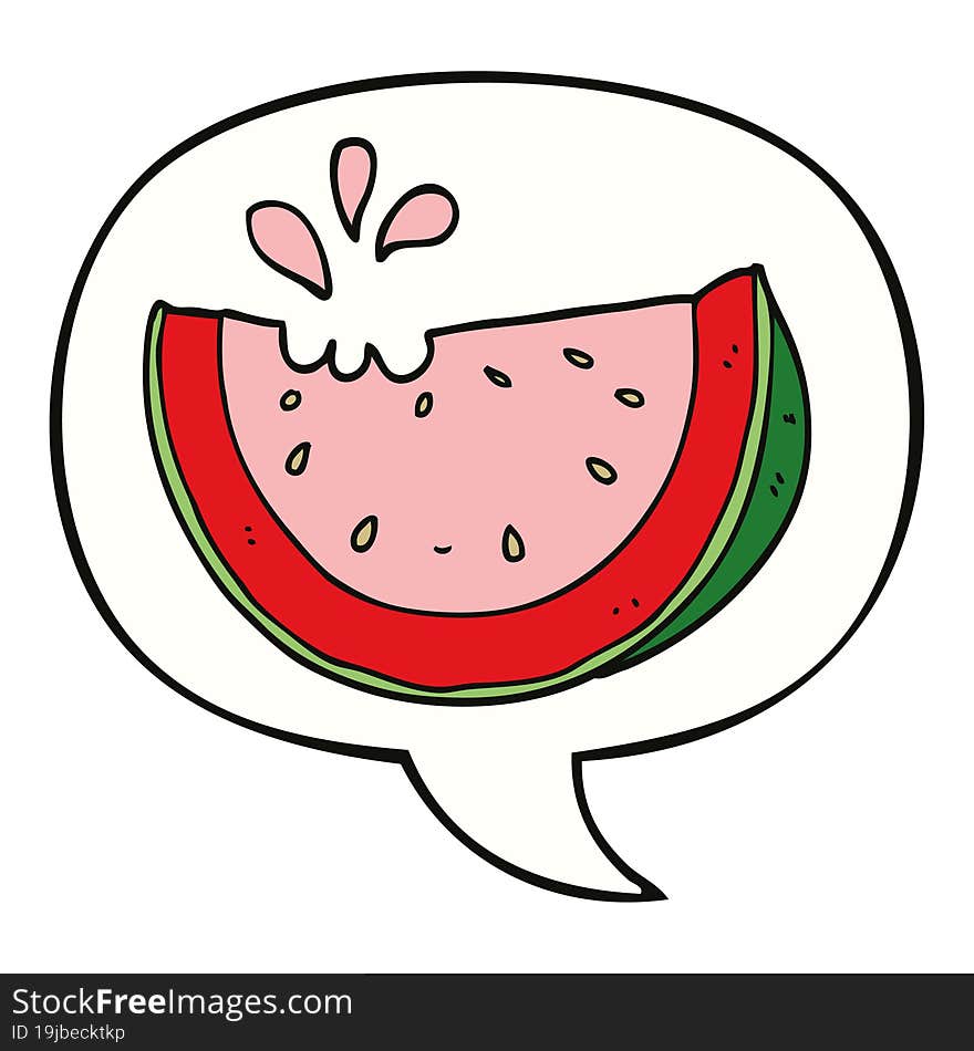 cartoon watermelon and speech bubble