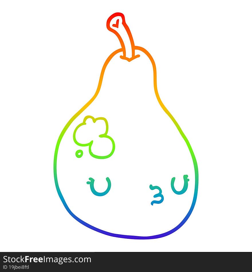 rainbow gradient line drawing cartoon pear