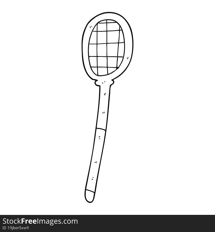 black and white cartoon tennis racket