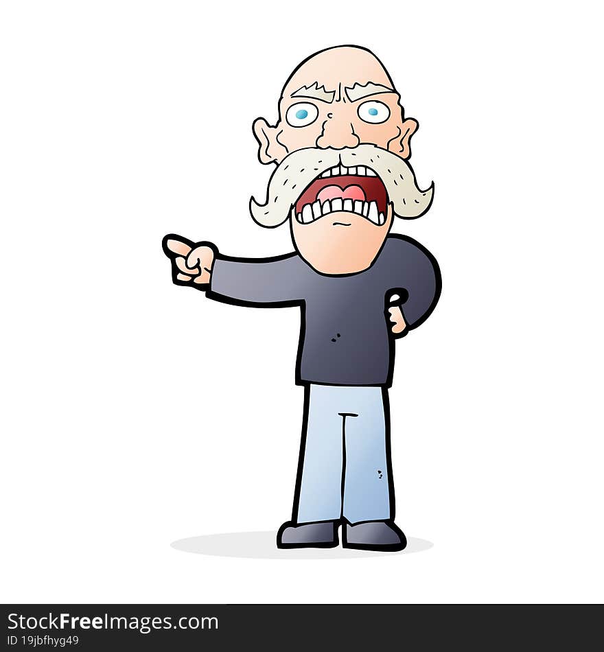 cartoon angry old man