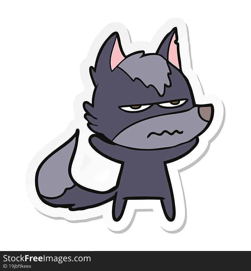 sticker of a cartoon annoyed wolf