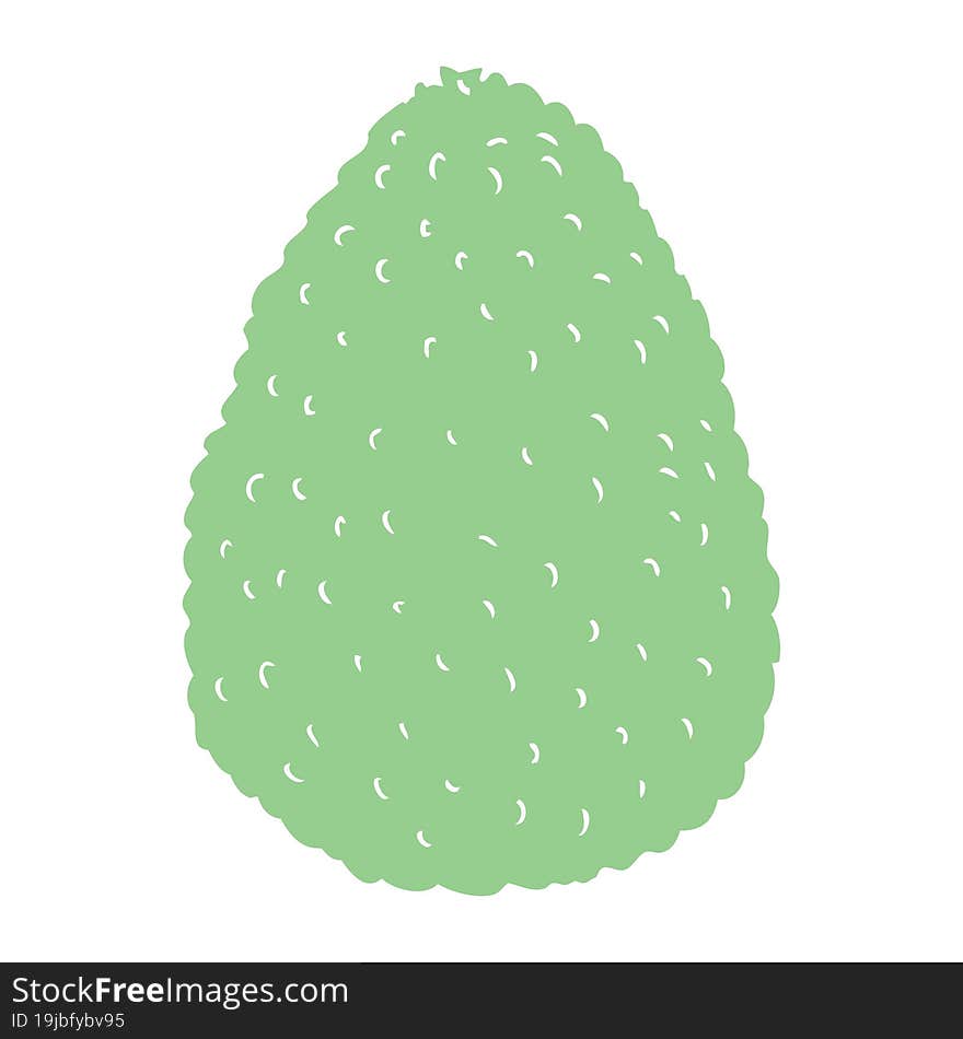 Flat Color Illustration Of A Cartoon Avocado