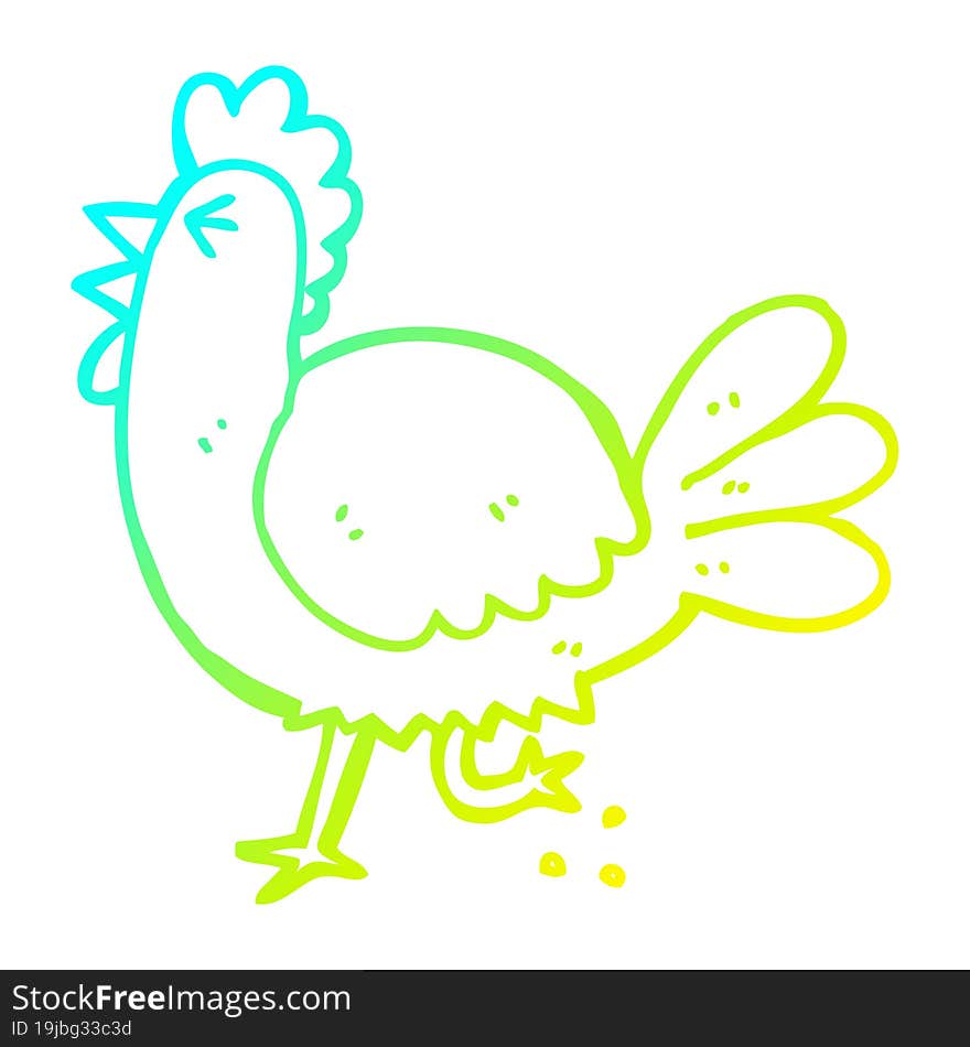 cold gradient line drawing of a cartoon rooster