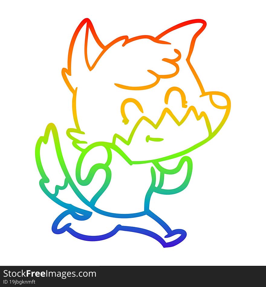 rainbow gradient line drawing cartoon happy fox