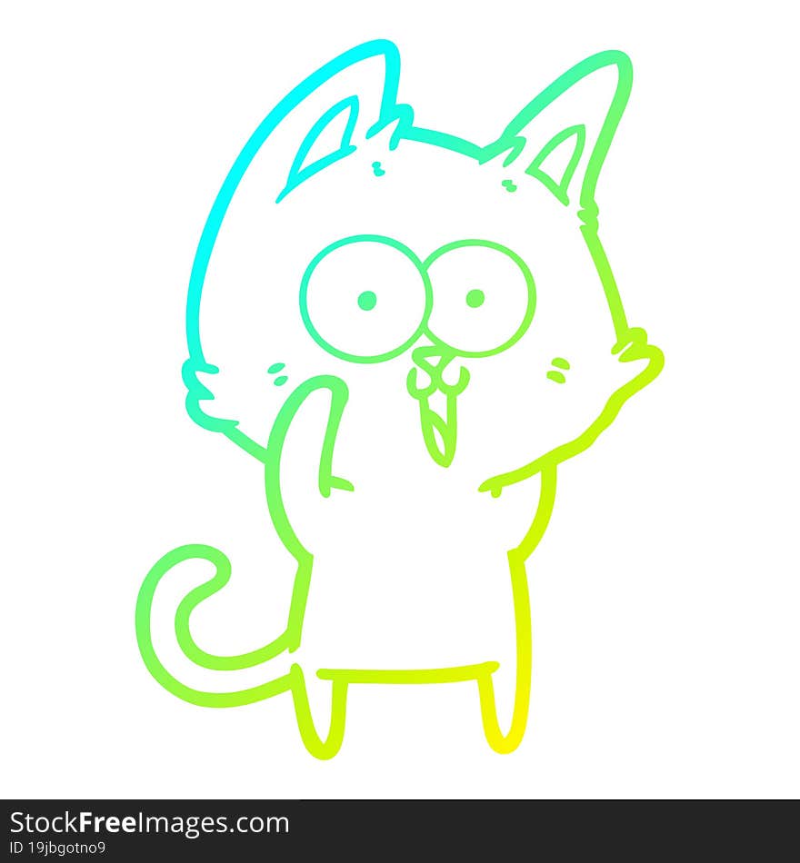 cold gradient line drawing funny cartoon cat