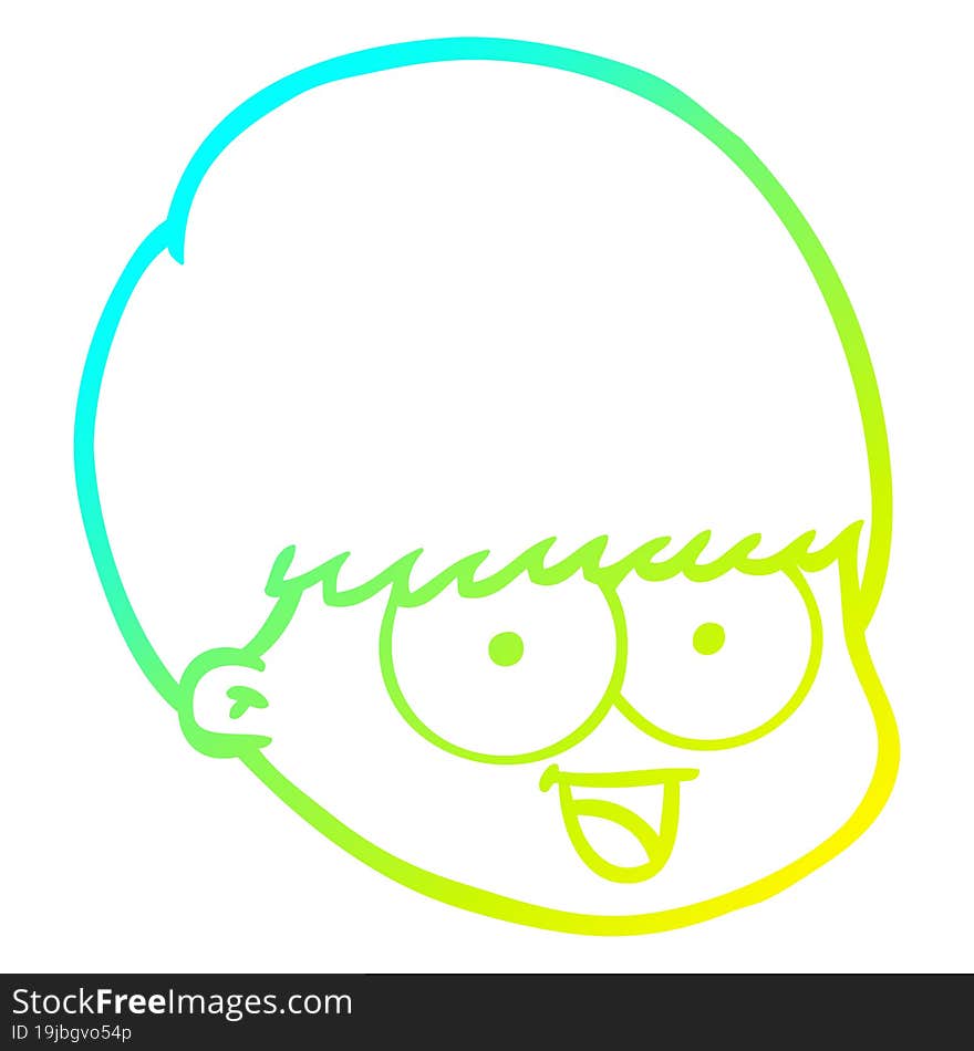 Cold Gradient Line Drawing Cartoon Male Face