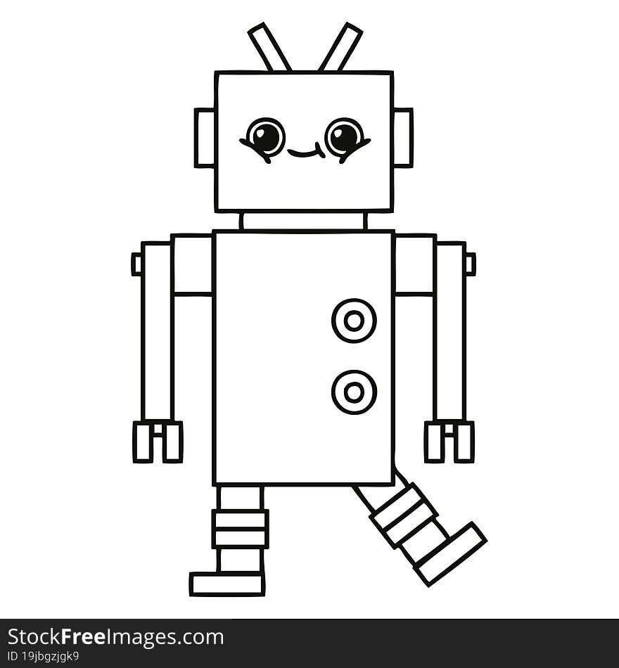 line drawing cartoon of a robot. line drawing cartoon of a robot