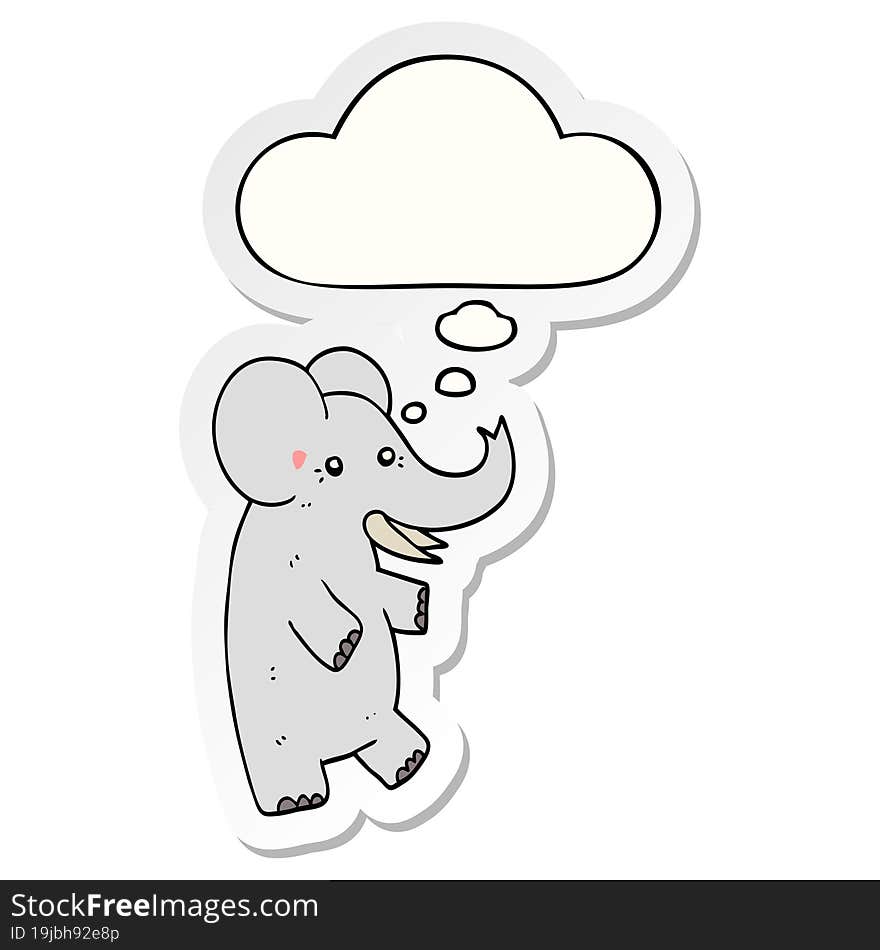 cartoon elephant and thought bubble as a printed sticker