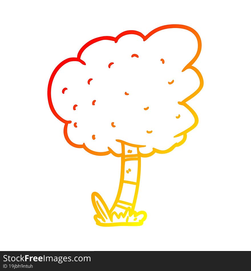 warm gradient line drawing Cartoon tree