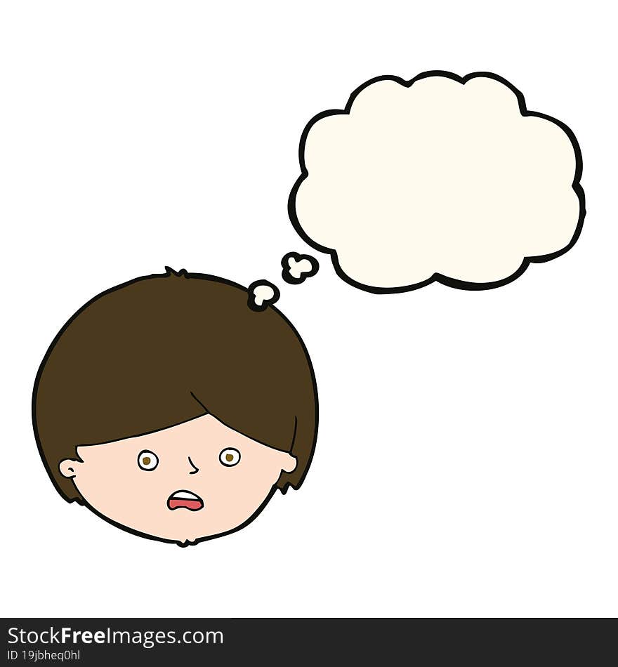 cartoon unhappy boy  with thought bubble