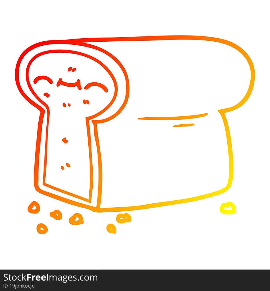 warm gradient line drawing cartoon loaf of bread