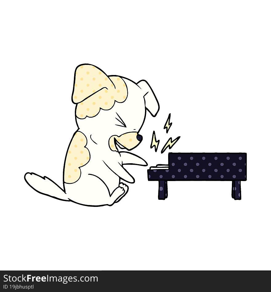 cartoon dog rocking out on piano. cartoon dog rocking out on piano