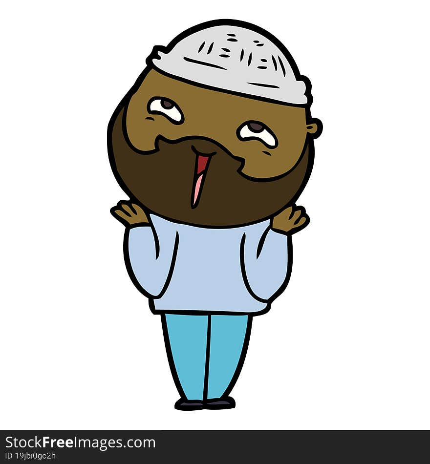 cartoon happy bearded man. cartoon happy bearded man