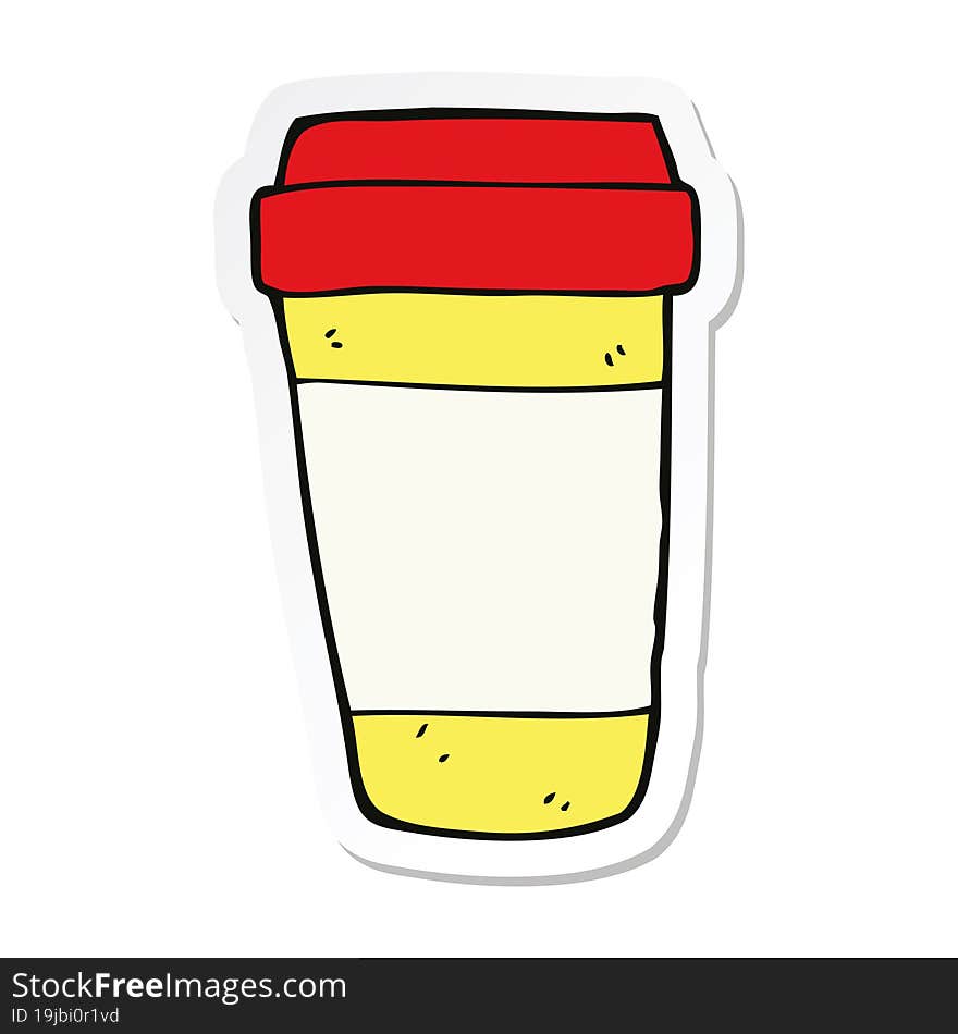 sticker of a cartoon coffee cup